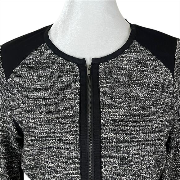 Eileen Fisher Tweed Knit Zip Front Blazer Jacket Black & White Size Small - Picture 6 of 10